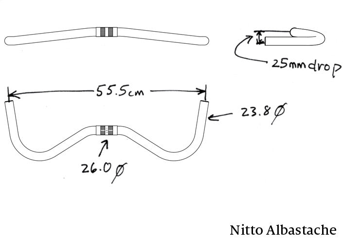 26.0 Handlebar - Nitto Albastache (aka new Moustache) Bar 26.0 (RM017)