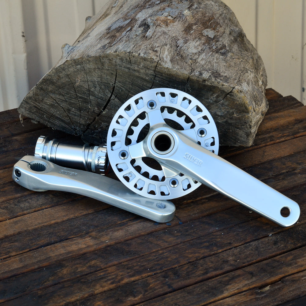 Crank - Silver - 2 piece with 32x22 chainrings